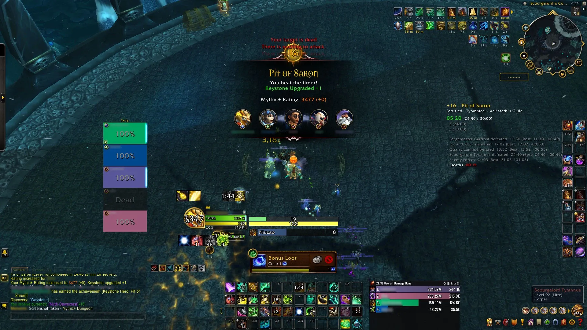 Screenshot of Mythic+16 Completed 2