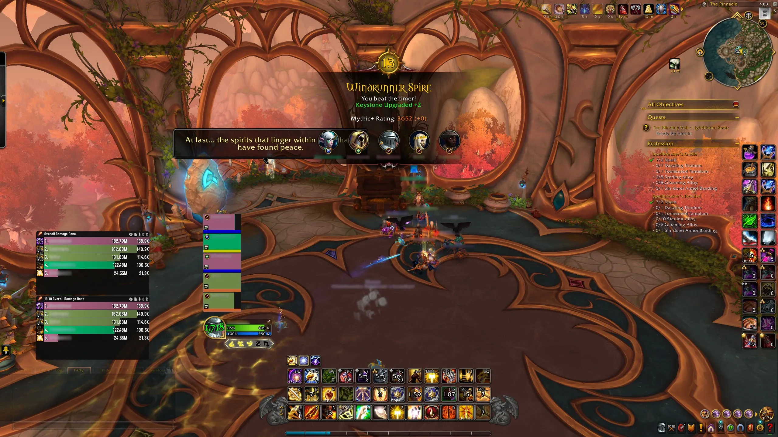 Screenshot of Mythic+13 Completed