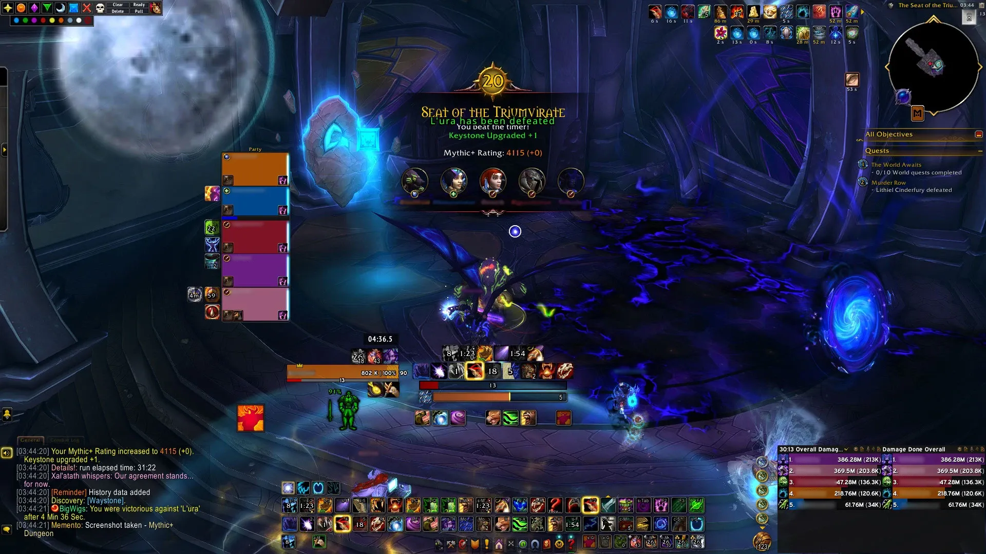Screenshot of Mythic+20 Completed